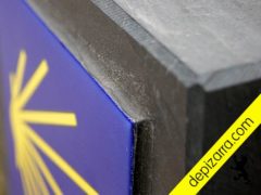 Mouteiras de pizarra Camino de Santiago de Invierno. Cantos biselados y triple coating. Mouteira homologada. Mouteira pizarra negra.