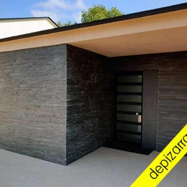 Pared de piedra pizarra exterior.