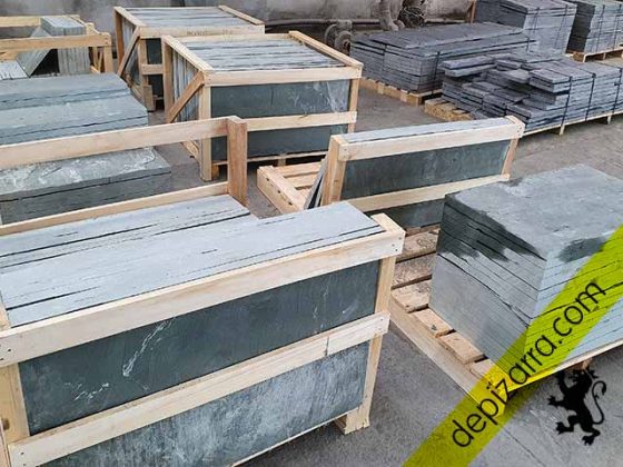 Pavimento piedra pizarra verde Pol.