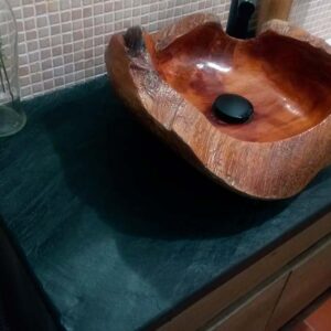 Encimera baño madera.