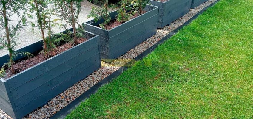 Bordillo jardinera de pizarra natural para jardín exterior