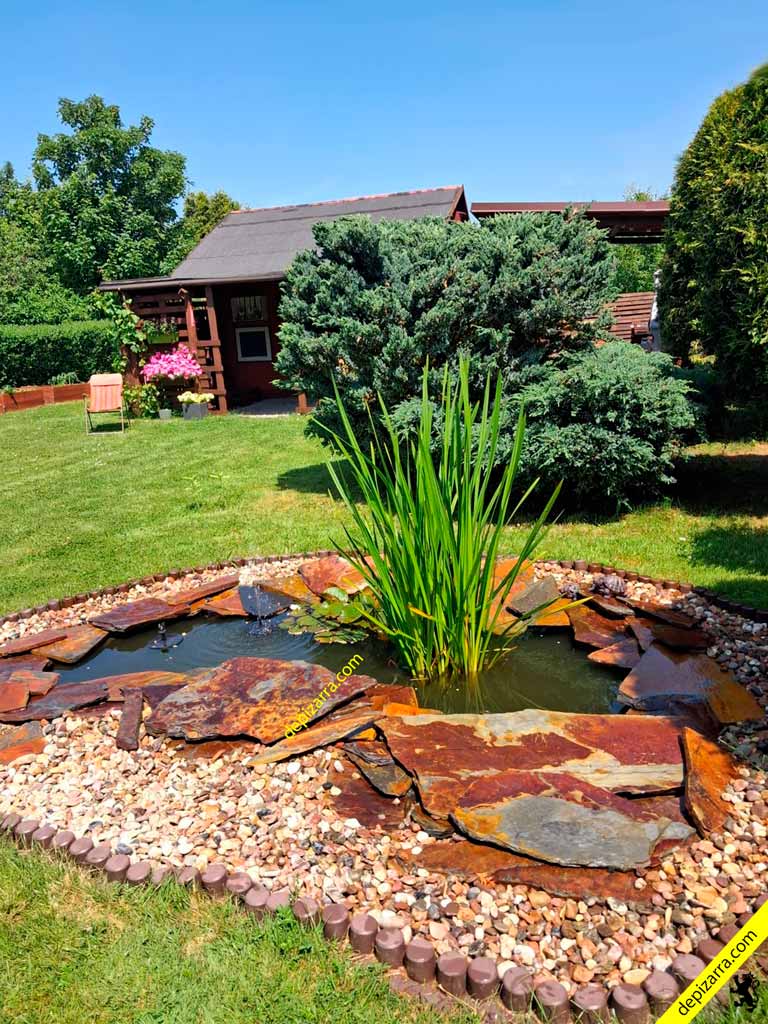 Suelo pizarra multicolor.